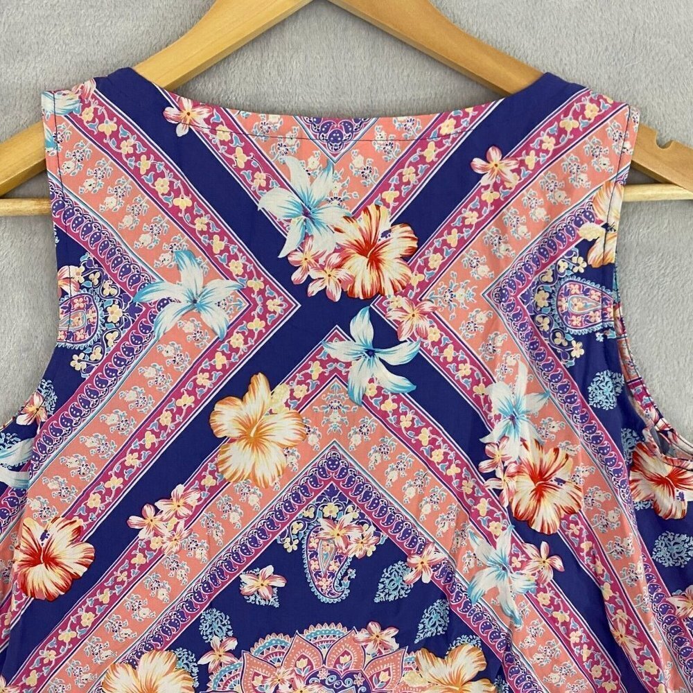 J. Jill Multicolor Floral Print Sleeveless Shirt Top Blouse Size Small Petite PS - Picture 13 of 13